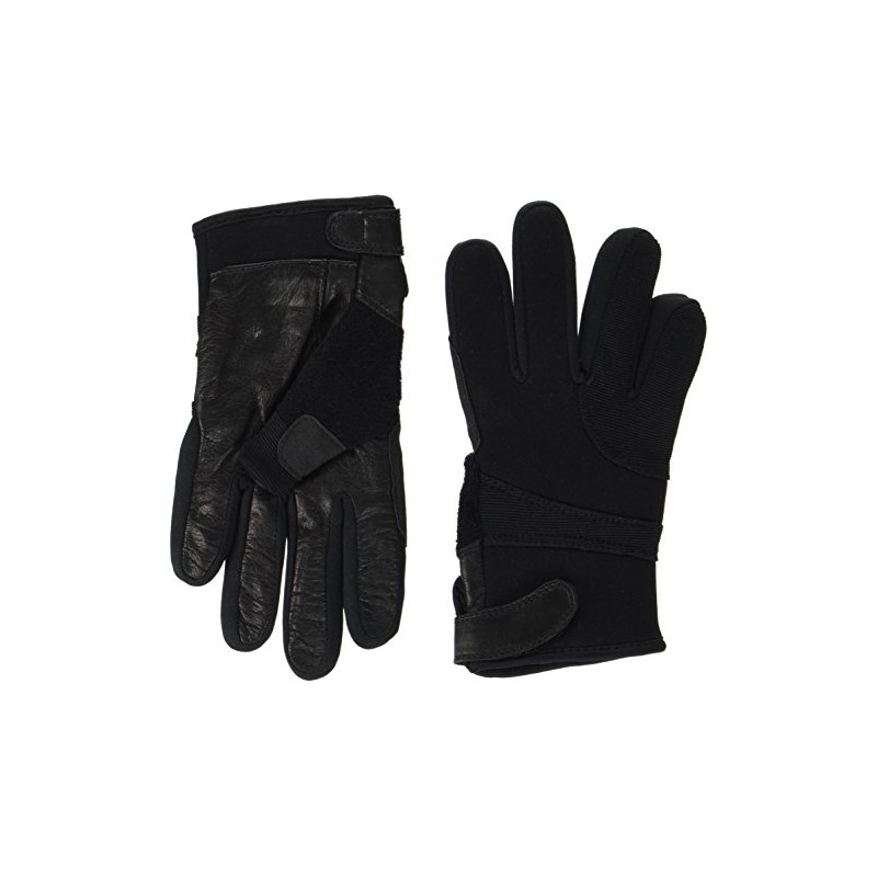 Mil-Tec Black Neoprene Assault Gloves with Leather Palm (XXL)