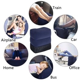 Inflatable Travel Foot Rest Pillow, Adjustable Height Leg Rest Pillow for Cars, Home, Office, Trains, Airplane, Make a Flat Bed for Baby, Kids, Toddlers, with 2in1 Storage Bag (1 Pack)