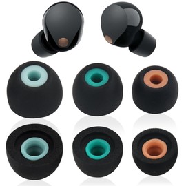 3 Pairs WF-1000XM5 Memory Foam Ear Plugs Compatible with Sony WF-1000XM4 WF-1000XM5 Earplug Tips, Soft, Slow Rebound, Memory Foam, Ear Replacement Tips (S/M/L, Black)