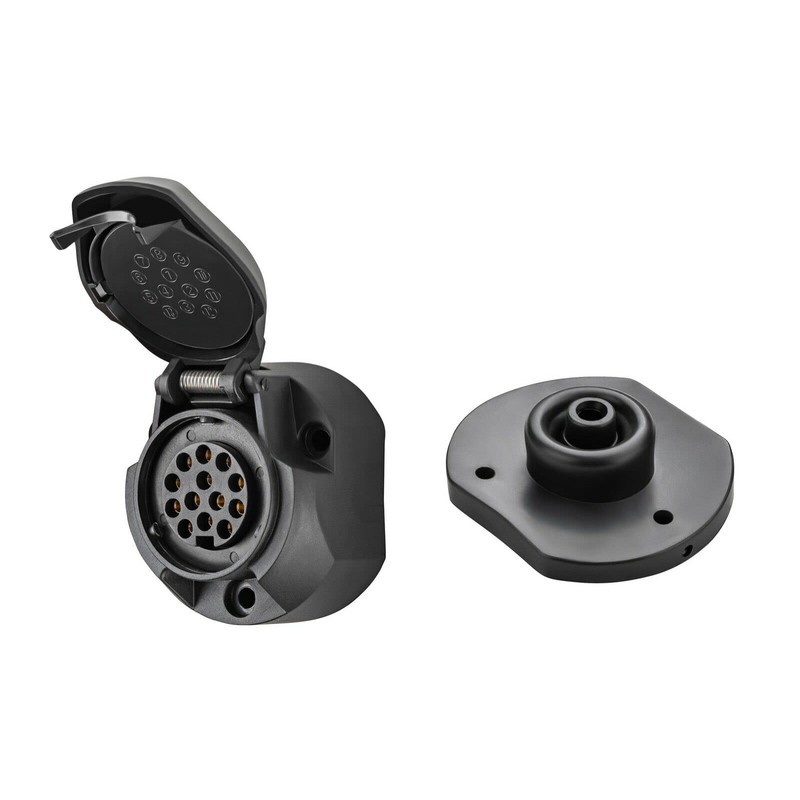 Trailer Socket + Seal + Bracket + Screws 13-Pin 12V