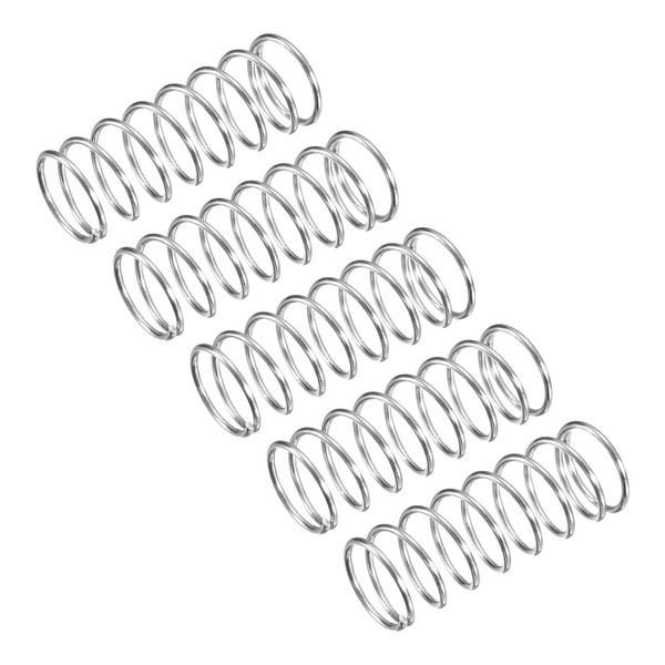 uxcell Compression Spring, 5Pcs 304 Stainless Steel, 10mm OD, 0.8mm