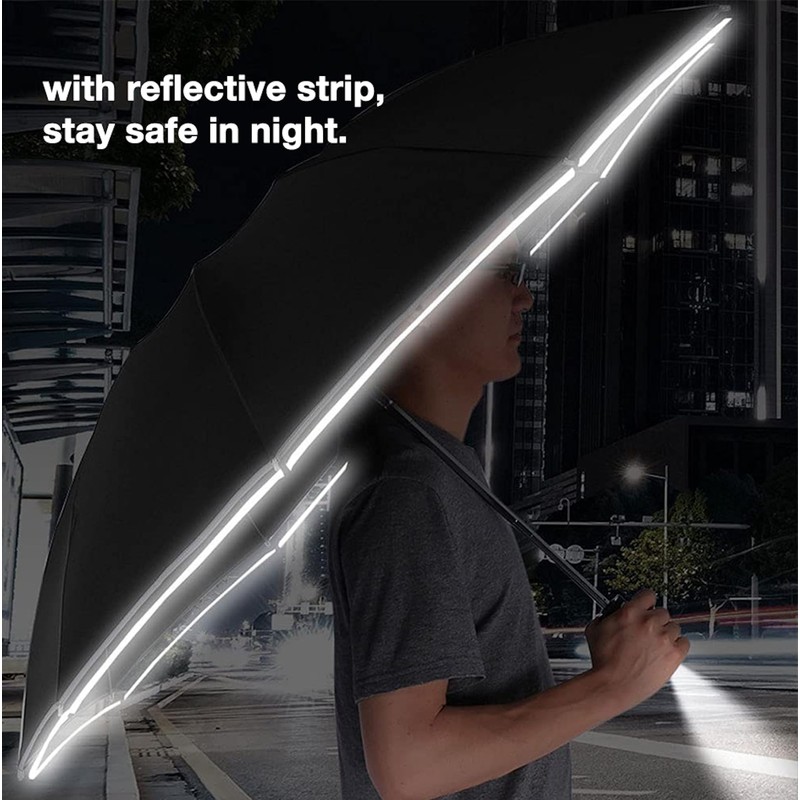 Automatic Open Close Compact Folding Windproof Umbrella with LED Light,