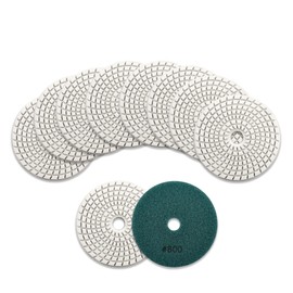 KURSTOL Diamond Polishing Pads Set - 10pcs 100mm grits #800 Wet Countertop Polishing pads for Granite Quartz Stone Marble Floor