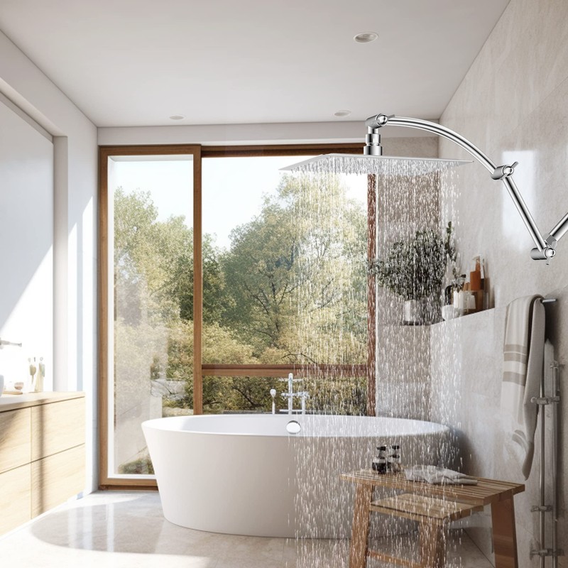 Hibbent All Metal 16'' Shower Head Extension Arm Solid Brass