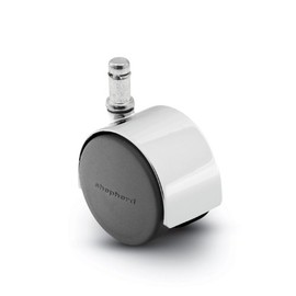 Shepherd Pacer Series 50mm Diameter Die-Cast Twin Nylon Wheel Swivel Caster, 7/16" Diameter x 1-7/16" Length Grip Ring Stem, 75 lbs Capacity, Bright Chrome Finish