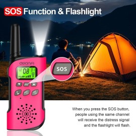 AWANFI Long Range Walkie Talkie Set with LED Flashlight Lanyard, Birthday Toys Gift LED