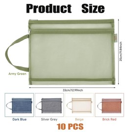 5Pcs Mesh Zipper Pouch With Handle, Double Layers Design A4 Document Bag, Translucent File Folders for School Office Travel
