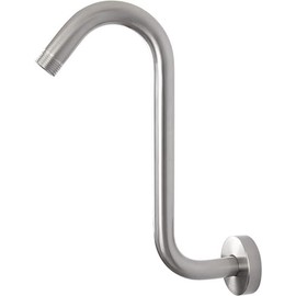 S Shaped Shower Arm High Rise Shower Head Extension Pipe Shower Arm Extender Standard 1/2" Connection with Flange Wall Mounted Bathroom Accessories Stainless Steel (Brushed)
