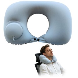 YCZARD Inflatable Travel Pillow, Inflatable Neck Pillow for Travel, Blow Up Neck Pillows for Flights, U-Shaped Headrest Cushion for Airplanes Blue