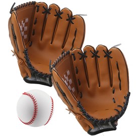 Chewes Kwen Adult Baseball Glove with 2 Gloves and Baseballs for Couples Baseball Set Right Toss Left Hand for Kids, Elementary School and Lower Grade, Junior, Outdoor Play, Park, Beginner, Practice