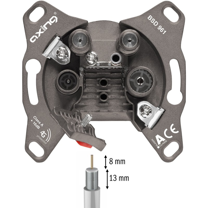 Axing BSD 961-11 Multimedia Aerial Socket (Terminal, 12 dB, TV/R/DATA/DATA)
