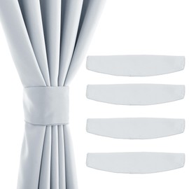 NICETOWN Strong Magnetic Curtain Tiebacks - Modern Simple Style Curtain Ties Backs Holdbacks Holders for Indoor/Outdoor Curtains (Greyish White, 15 X 4 Inches, Set of 4)