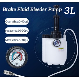 RIODEMBO 3L Manual Brake Bleeder Kit with 1L Bleeder Bottle & 4 Master Cylinder Adapters, One-Person Operation Brake Fluid Vacuum Pump Compatible with Chrysler, Mazda, Jeep, Subaru, Ford etc.