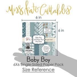 6x6 Pattern Paper Pack – Baby Boy - for New Born Gender Reveal Scrapbook Premium Specialty Paper Single-Sided 6"x6" Collection Includes 64 Sheets - 50% Smaller Patterns - by Miss Kate Cuttables