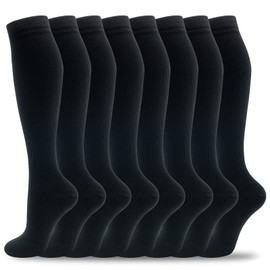 Hello Momoya - Calcetines de compresión para mujeres y hombres, 8 pares para enfermeras, correr, volar, atléticos, 06-8 Pares-negro, Small-Medium