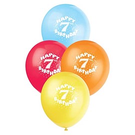 12" Latex Happy 7th Birthday Balloons, 6ct