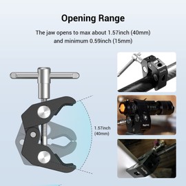 SMALLRIG Super Clamp (2 STÜCKE) Super Stativ Klemme Magic Arm Clamp mit Thread für DJI Ronin, Kameramonitor, LED Light-2058