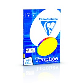Clairefontaine 1876/0C Trophée PPP Printer Paper for All Laser Printers, Copiers and Inkjet Printers, DIN A4 (21 x 29.7 cm), 80 g, 1 Ream of 100 Sheets, Assorted Colours