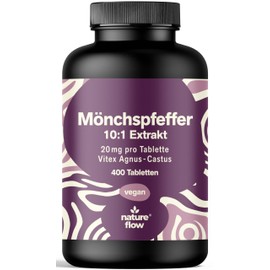 Monk's Pepper High Dose – 400 Tablets – 20 mg per Tablet – 10:1 Extract from Original Agnus Castus – Dietary Supplement – Vegan and Produced in Germany