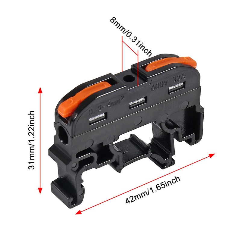 20PACK DIN Rail Terminal Blocks, Compact Wire Conductor Wiring Connectors
