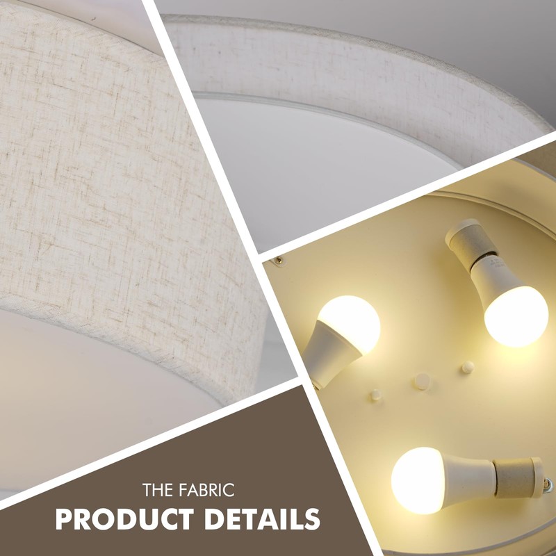 CALOKES 18-Inch Large Flush Mount Ceiling Light Fixture with Fabric