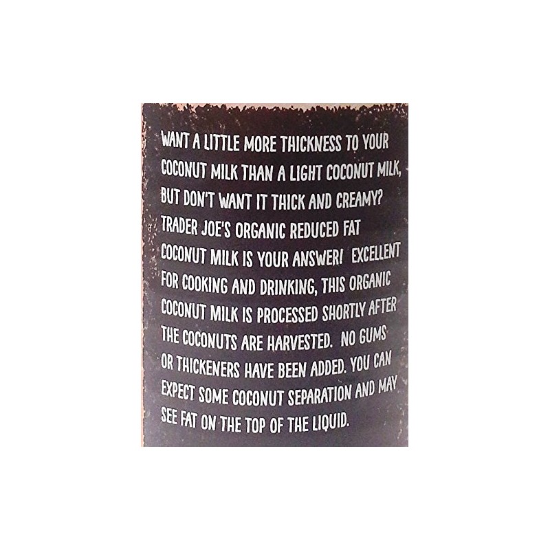 Trader Joe’s Organic Coconut Milk, Reduced Fat, 13.5oz / 400