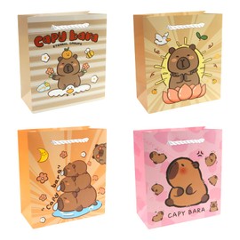 Capybara Party Favor Bags, Small Cute Capybara Gift Bags with Handles for Lovely Animals, Snack, Candy, Gift Bags, Decorations, Birthday Party, 12 Pack