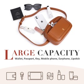 ECOSUSI Belt Bag Fashion Belt Bag PU Leather Belt Bag Women's Leather Belt Bag Women's Fashion Elegant Belt Bag Shoulder Messenger Chest Bag Adjustable Strap Fashion Belt Bag For, brown