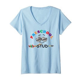 Womens Preschool Stud Cool Sunglasses Back To School for Student V-Neck T-Shirt