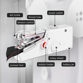 Sewing Machine, Mini Sewing Machine Handheld, Cordless Portable Electric Sewing Machines with Sewing Accessories for Beginners, Suitable for Clothing, Curtains, DIY Home Travel, White