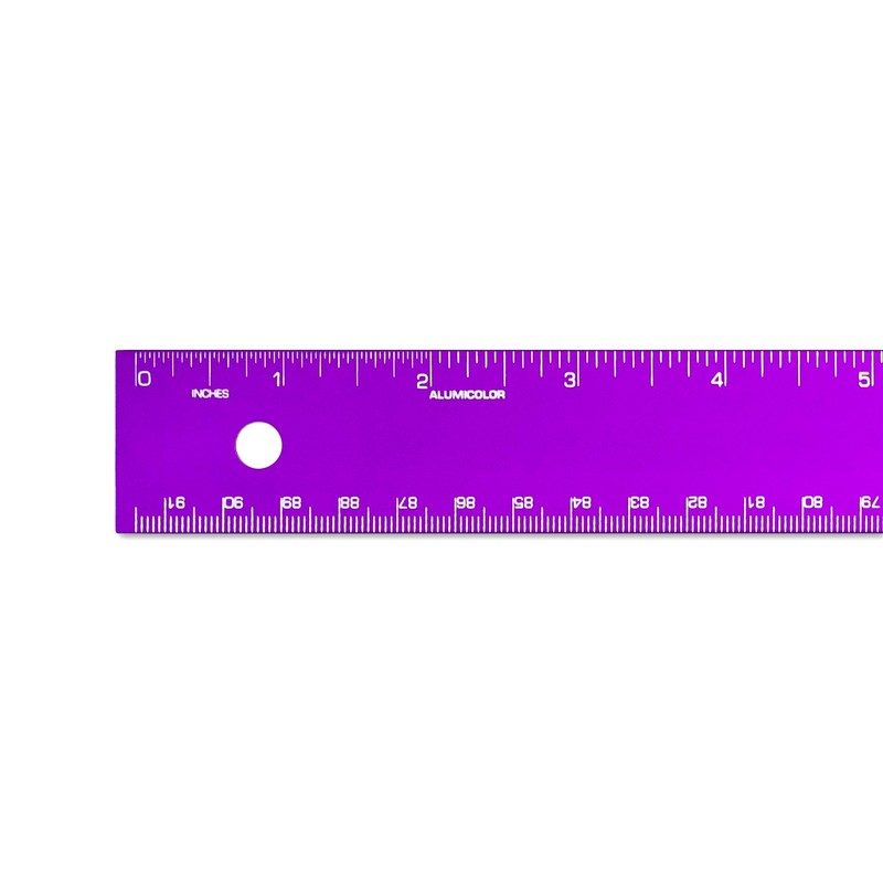 Alumicolor Aluminum Straight Edge with Center Finding Back, 36IN, Purple