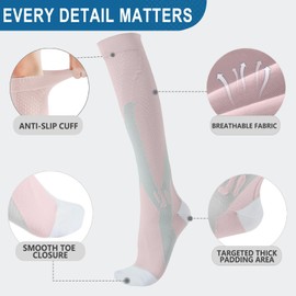 2 pairs of Calf Compression Socks for Women, Knee High Support Circulation Socks for Running, Travel, Flight, Nurse (US, Alpha, Small, Medium, Regular, Regular, Blue + Purple)