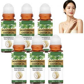 Esencia roll-on cuarzo con aceite ricino orgánico, Hidratante. (6PCS) Aceite ricino antiedad en roll-on. Apto el rostro, el contorno de ojos, las pestañas y cabello. Refrescante no graso.