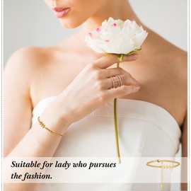 Hicarer Number Bracelet Angel Anklet for Women, Stainless Steel Gold Plated 222/444/777/888 Pendant Dainty Number Charm Anklet Adjustable Bracelet for Birthday Christmas (444)