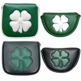 Odyssey Golf Putter Cover for Small Red Mallet 2 Ball Tailor Made Magnetic Clover Pattern (Black Square)