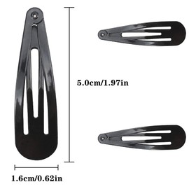 40 Pcs Black Snap Hair Clips Girls, 2Inch Metal Barrettes Beauty Hair Accessory for Kids Women With Storage Box