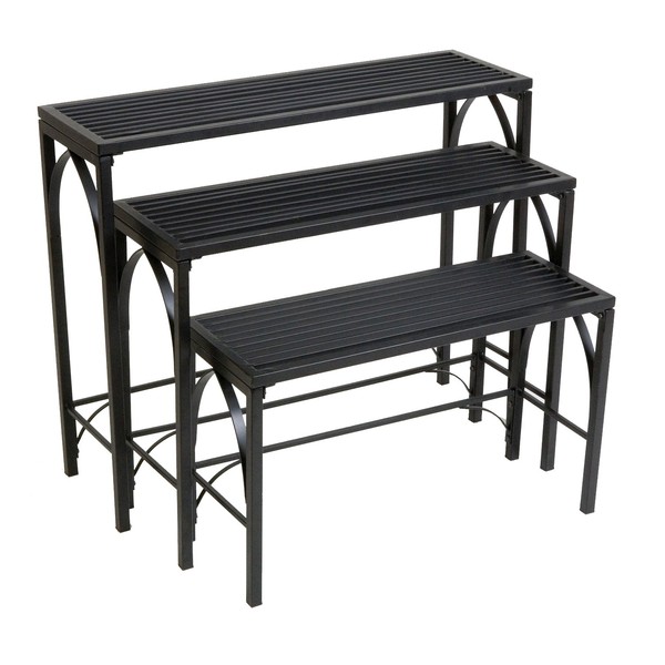 Panacea Products Gothic 3-Tier Nesting Plant Stand, Black