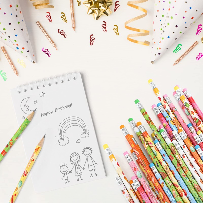Kesote Pack of 50 Birthday Pencil Bulk 10 Various Patterns