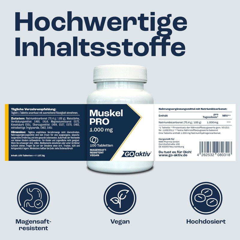 GOaktiv® Muscle PRO Sodium Bicarbonate Tablets - High-Quality Sodium Hydrogen