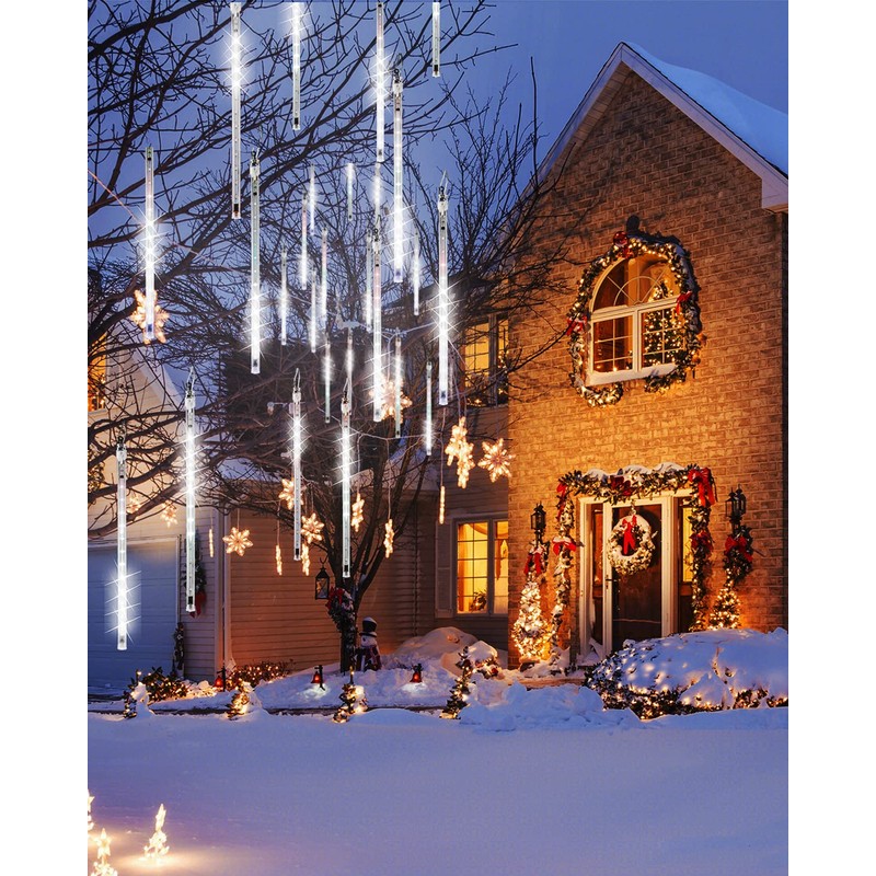Flacchi White 10 Tube 240 LED Raindrop Meteor Shower Icicle