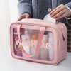 Travel Toiletry Bag, Pink Waterproof Cosmetic Organiser with Clear Window,