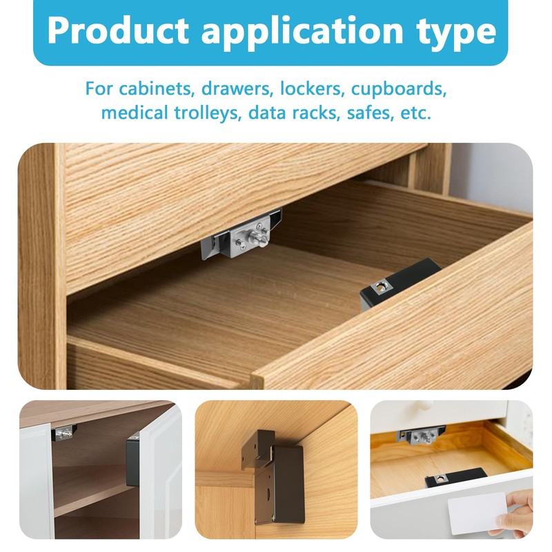 Smart Cabinet Lock, Hidden Cabinet Lock with 2 Cards, Intelligent