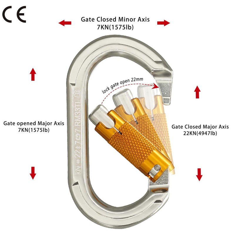 SOB Carabiner Climbing Carabiner Hook Aluminium Key Ring 22 KN