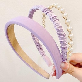 TYSSELY Headbands Set for Women Girls 3PCS Pearl Headband Non-Slip Wide Hairband Cute Fashion Hair Accessories