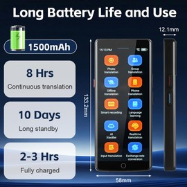 OFFCUP Translator A50 Voice Translator, 139 Languages Two Way Translation Device with Voice Output AI Instant Translator Photo Translation / WiFi / Hotspot / Offline for Travel Business Learning