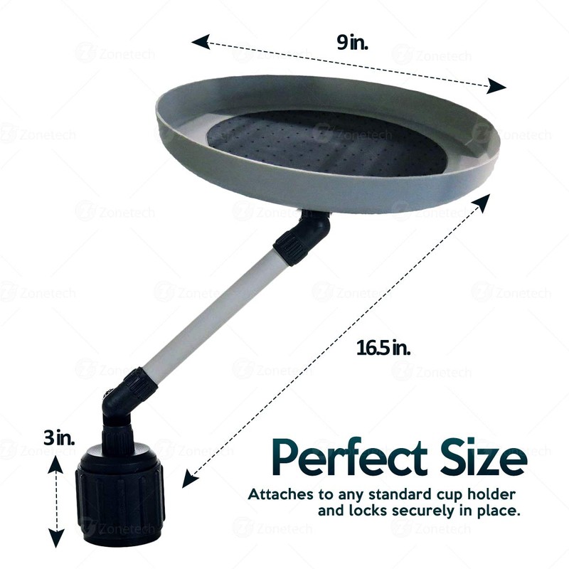 ZONETECH Car Cup Holder Swivel Tray and Storage Bin -