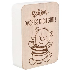 Spruchreif x Steinbeck | Deko-Tafel S Schön, dass es dich gibt | Holz-Tafel mit Gravur | Mini-Deko aus Holz | Geschenk für Freunde & Familie | Made in Germany