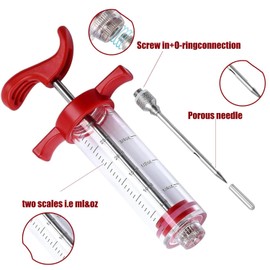 Plastic Meat Injector Syringe Kit - 30ml Marinade Injector, Durable BBQ Seasoning Syringe for Flavorful Meats - Ideal for Turkey, Chicken, Beef, and Pork