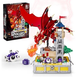 QLT QIAOLETONG Ideas Dragons & Treasures Castle Building Blocks Building Block, Watchtower Architecture with Magic Cube and Squirrel Monster, Gift for Boys 6-14 (927 Pieces)
