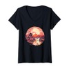 Womens Japanese Sunset Fennec Fox V-Neck T-Shirt